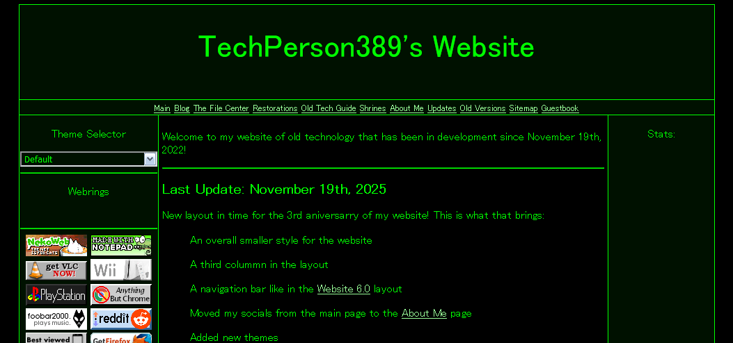 The main page of a cancelled successor to Website 6.1