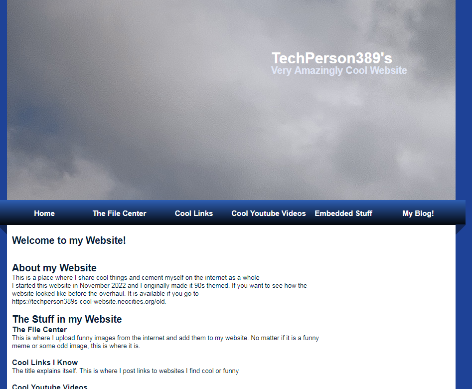 The main page of Website 2.0