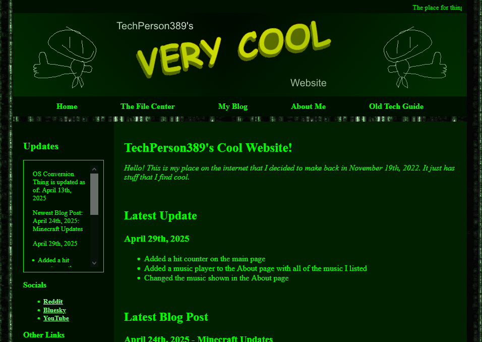 The main page of Website 5.0