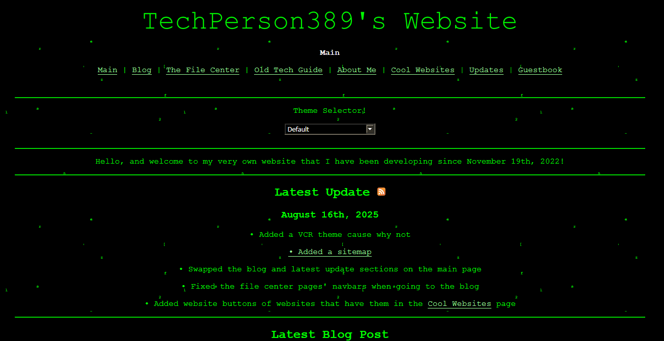 The main page of Website 6.0